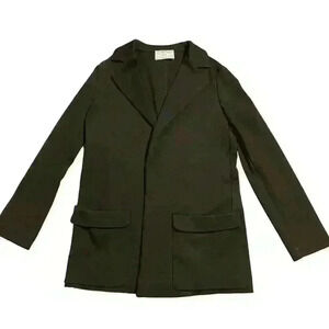 Dusan Wool Open Front Blazer Cardigan Size Medium Black Capsule Classic Italy